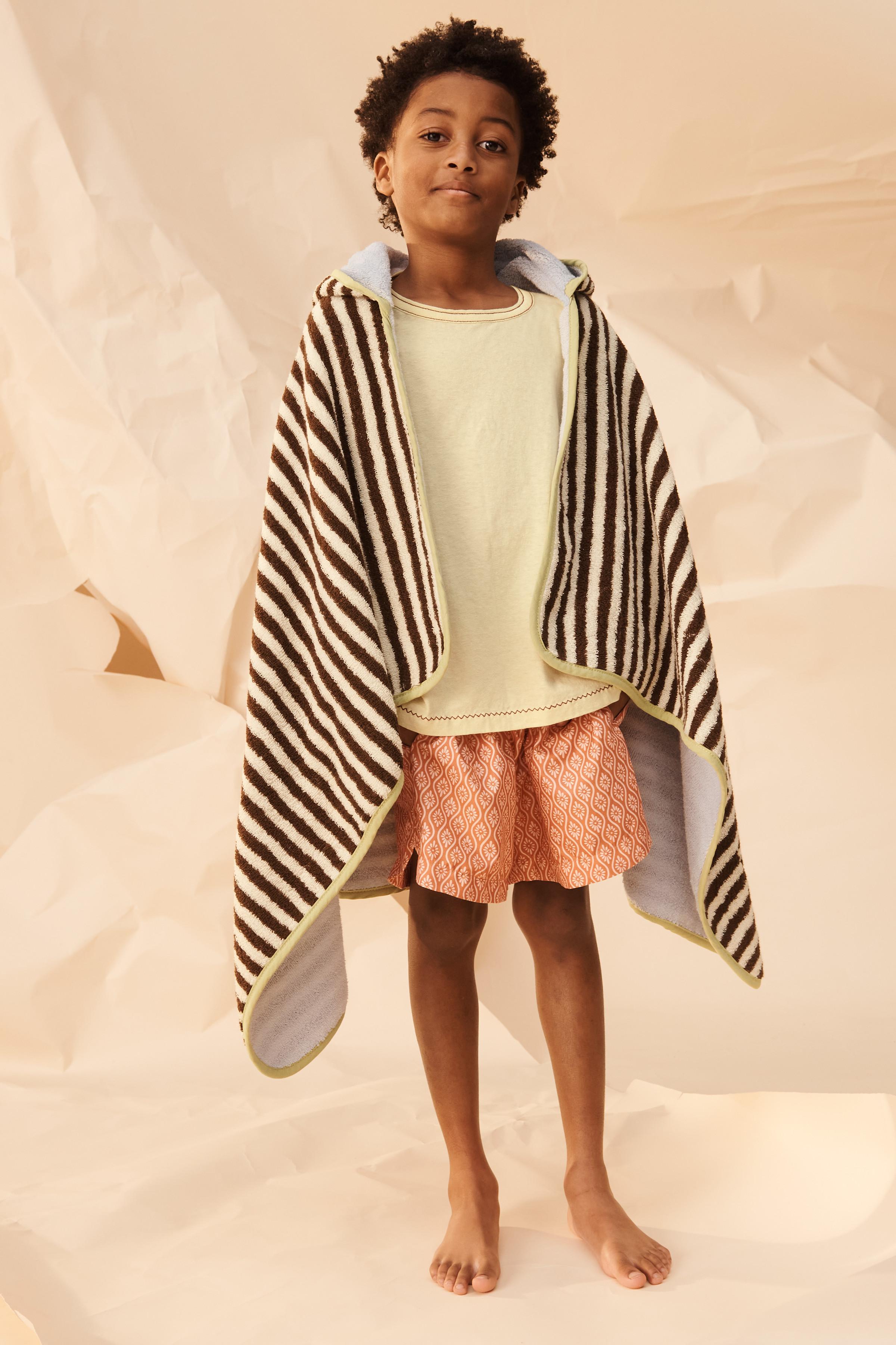 PONCHO SERVIETTE À RAYURES LISERÉS CONTRASTÉS ÉDITION LIMITÉE